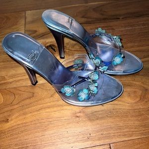 Worn once Jeffrey Campbell blue heels with flowers
